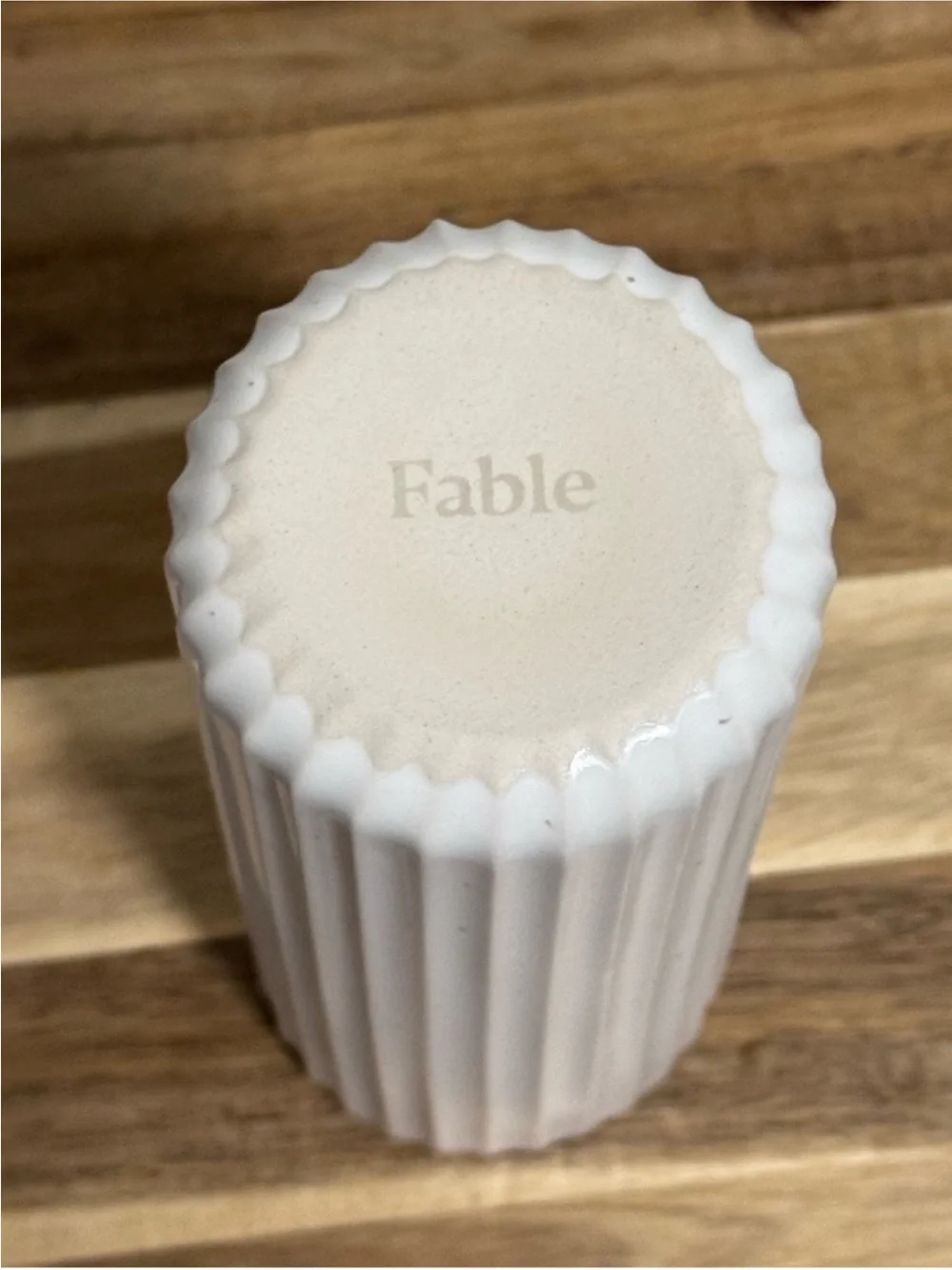 NIB Fable Home The Tall Bud Vase Speckled White Ribbed Stoneware Minimalist